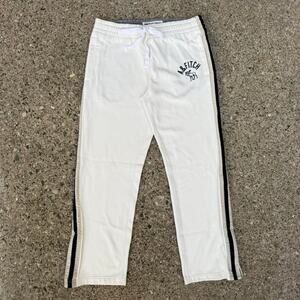 Vintage Y2K Abercrombie & Fitch White And Navy Strips Embroidered Sweatpants